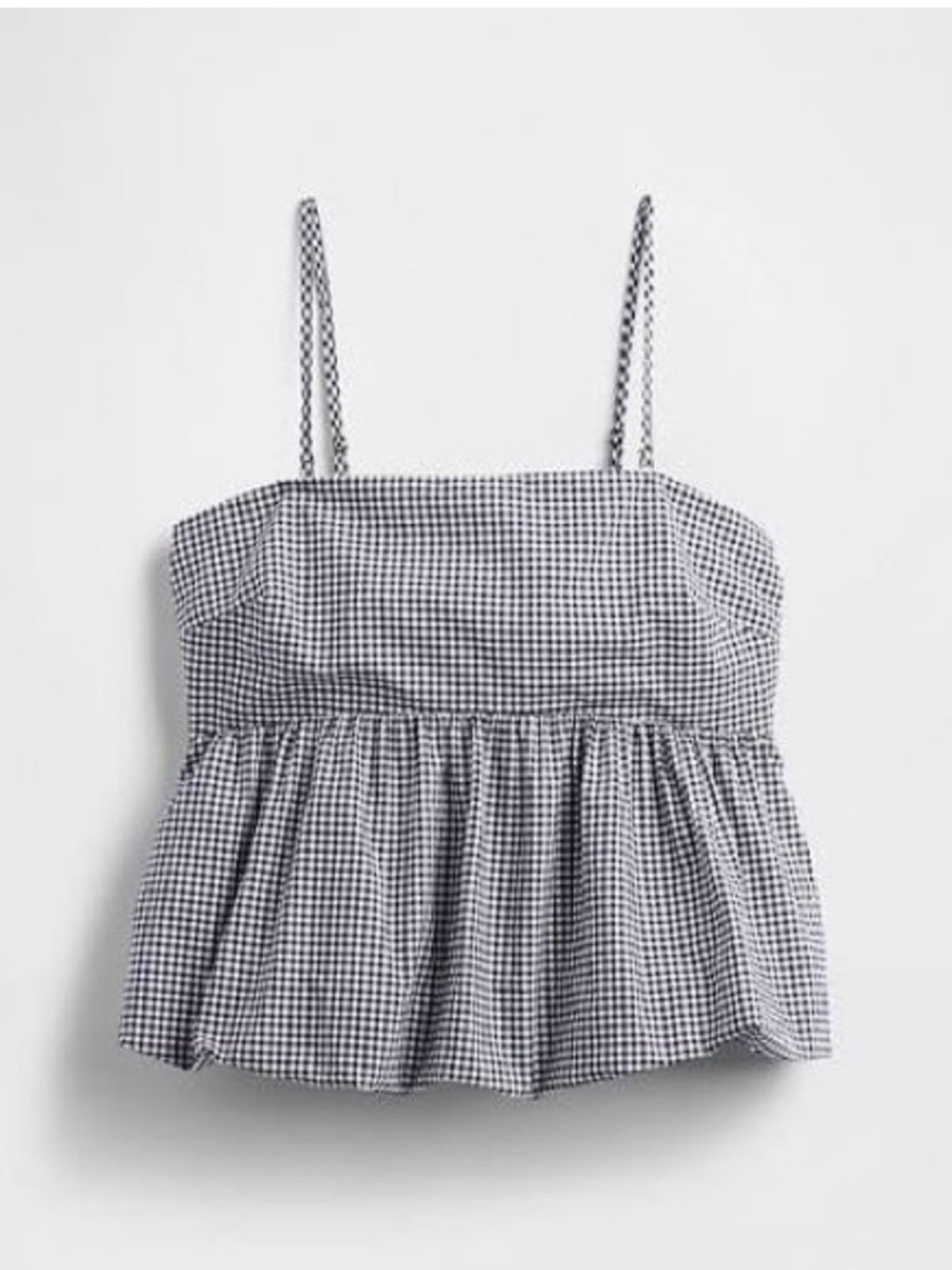 GAP Black and White Gingham Peplum Cami